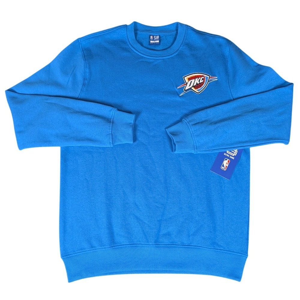 Ultra Game NBA Oklahoma City Thunder Blue‎ Crewneck Sweatshirt Embroidered OKC M